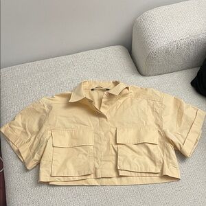 Zara Beige Short Sleeve Top